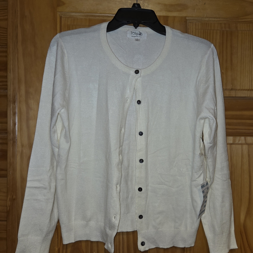 Tulip B Ivory Button-Up Cardigan